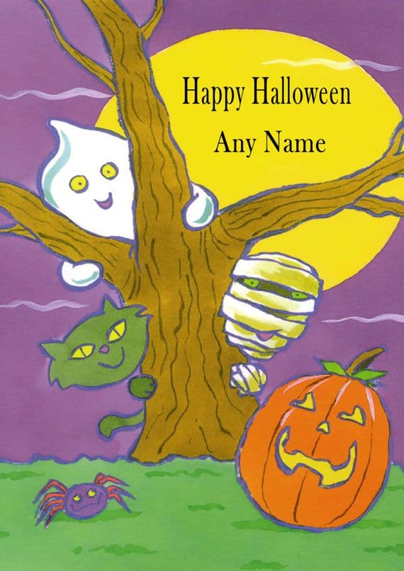 Add A Name Halloween Ghost and Pumpkin