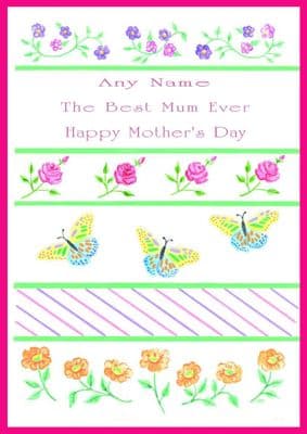 Add A Name Mother's Day-Flowers And Butterflies