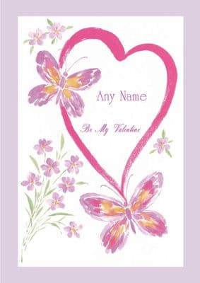 Add A Name Valentine-Butterflies And Heart