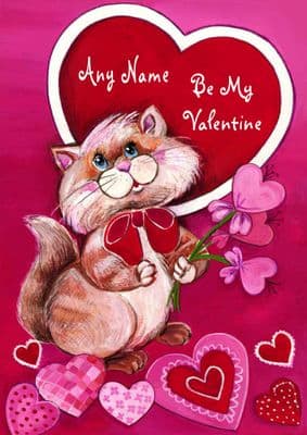 Add A Name Valentine-Cat And Heart