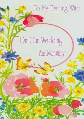 Anniversary - Wife, Painted Flowers