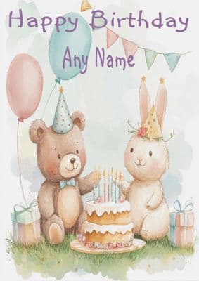 Bear and Bunny Birthday Card