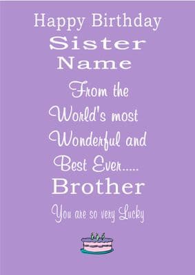 BEST BROTHER TO LUCKY SISTER