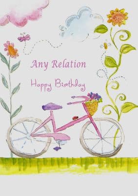 Bicycle & Flowers Relation Birthday Card