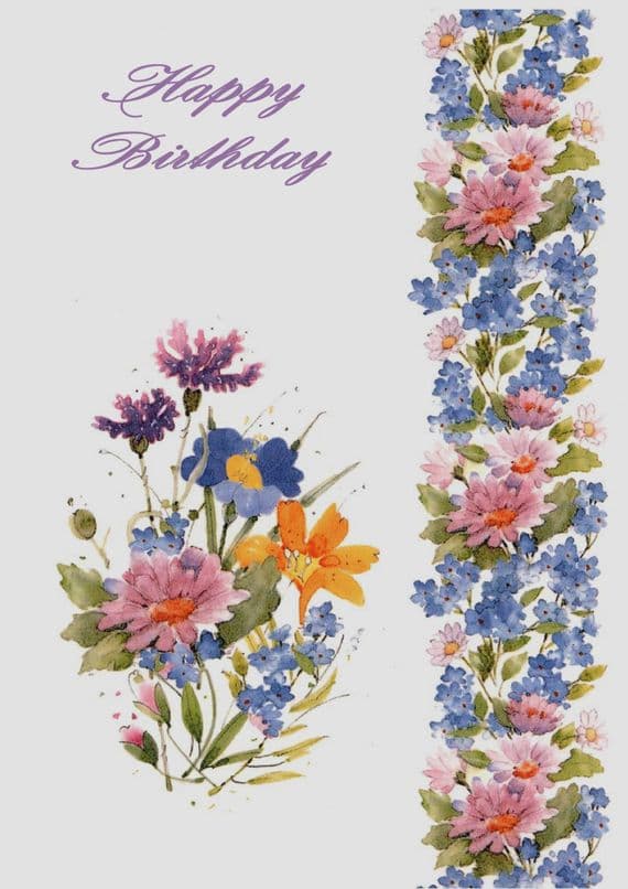 Birthday - Adult - Flower Border & Bouquet