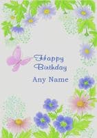 Birthday - Adult - Flowers & Butterfly
