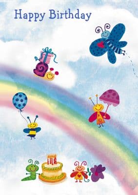 Birthday - Child - Bugs and Rainbow