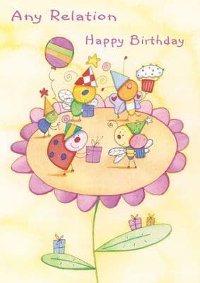 Bugs In A Flower Relation Birthday Card