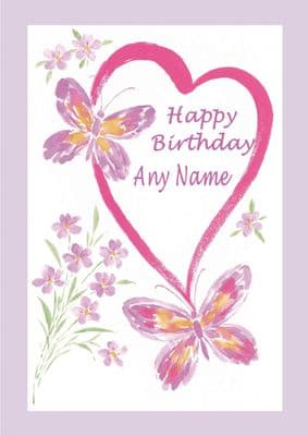 Butterflies And Heart Birthday Card