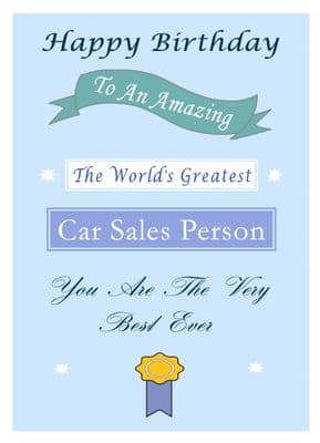 Car Sales Person - Birthday Card