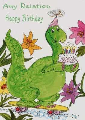 Dinosaur and Cake Relation Birthday Card