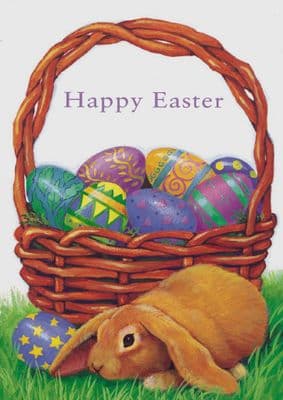 Easter Card-Basket Of Eggs