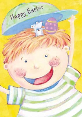Easter Card-Boy And Easter Egg
