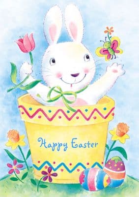 Easter Card-Bunny In A Flowerpot