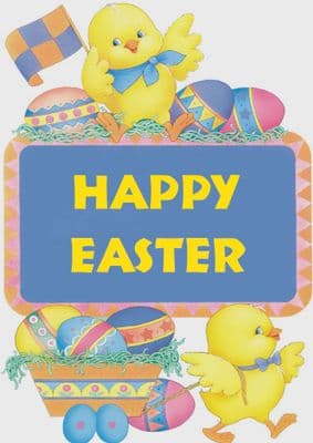 Easter Card-Chicks With Eggs