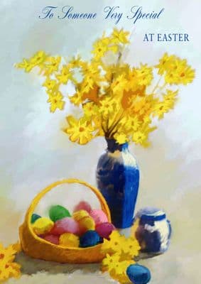 Easter Card-Daffodils And Eggs
