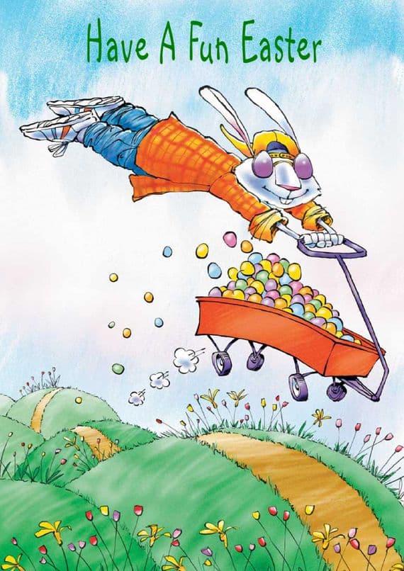 Easter Card-Easter Bunny And Cart