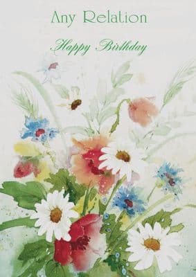 Flower Spray Relation Birthday Card