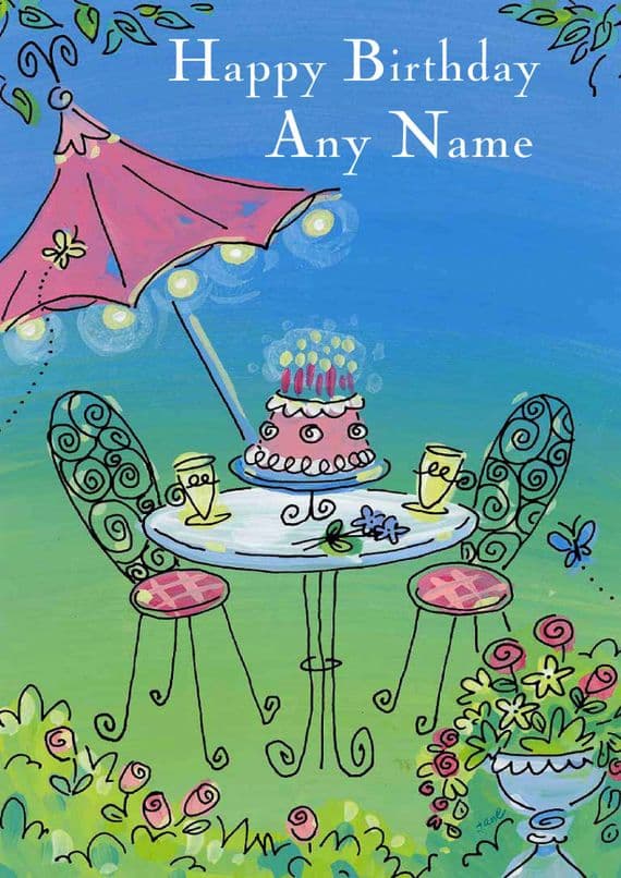 Garden Table Birthday Card