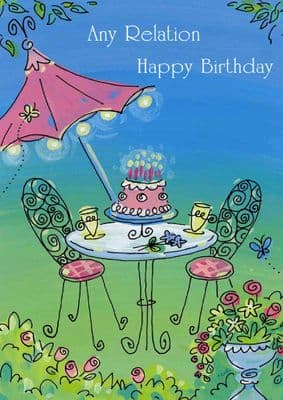 Garden Table Relation Birthday Card
