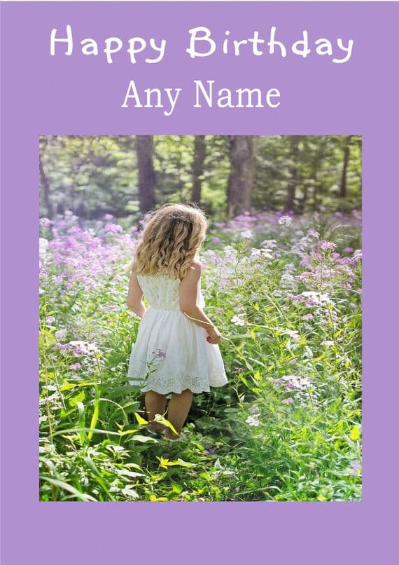 Girl In A Meadow Birthday Card