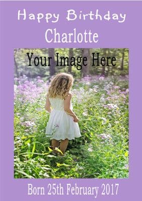 Girl Purple Photo Card