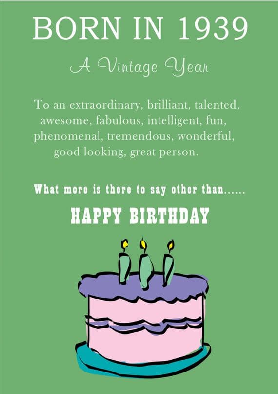 Happy Birthday - Born In 1939