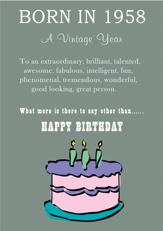 Happy Birthday - Born In 1958