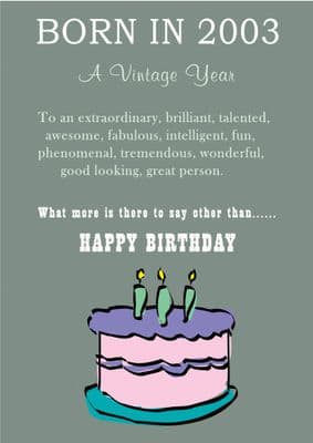 Happy Birthday - Born In 2003