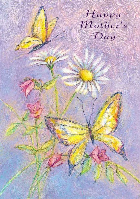 Mother's Day Card-Daisies And Butterflies Card