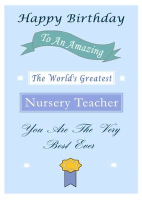Nursery Teacher - Birthday Card