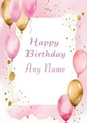 Pink Balloons Birthday Card