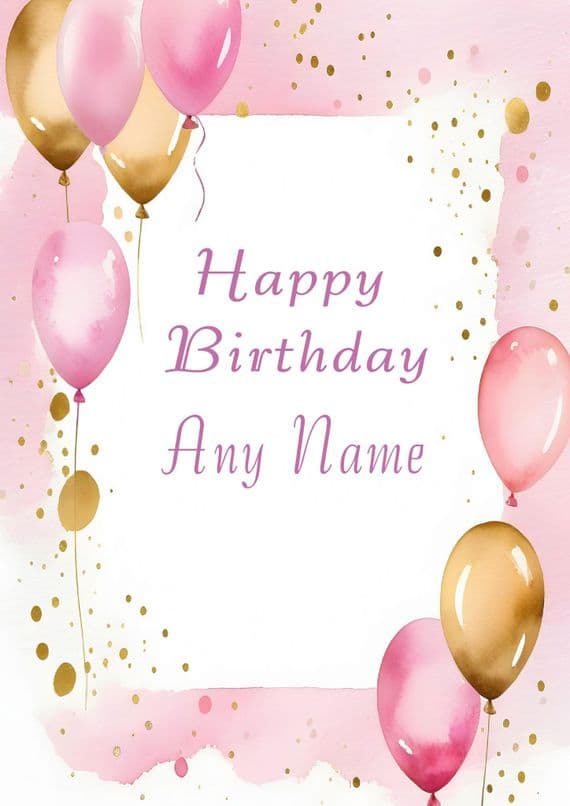 Pink Balloons Birthday Card