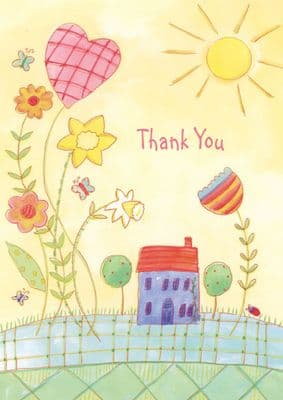 Thank you - Child - Giant Flowers and House
