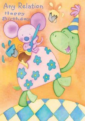 Turtle and Mouse Relation Birthday Card