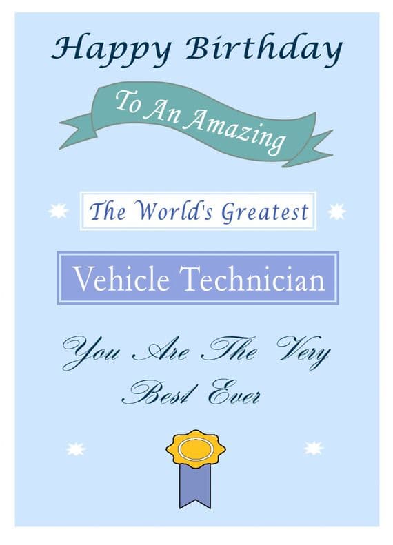 Vehicle Technician - Birthday Card
