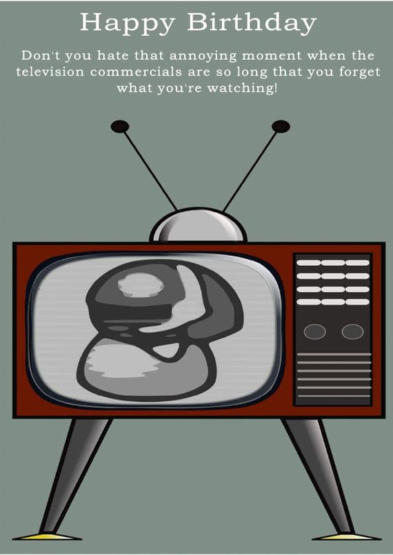 Watching Television-Birthday Card