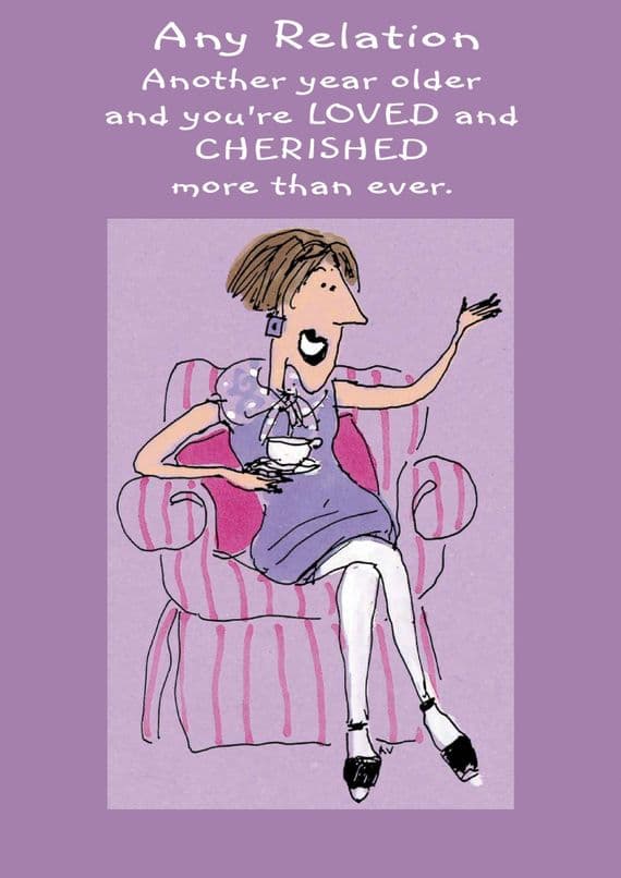 Woman In Chair Relation Birthday Card