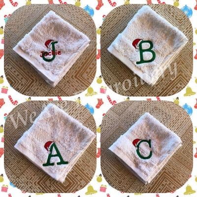 Christmas Initial Facecloth