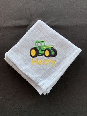 Embroidered Tractor  Muslin