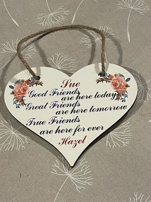 Friends Quote MDF Hanging Heart