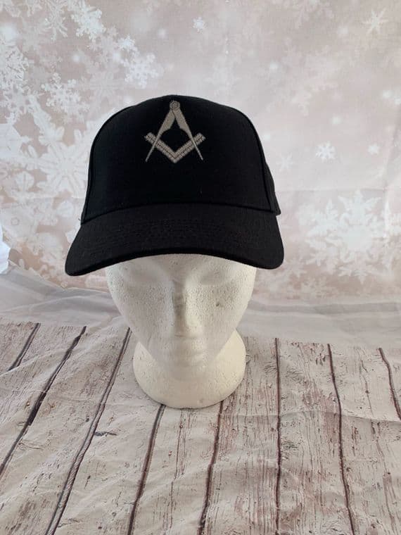 Freemason Embroidered Black Adjustable Baseball Cap - Masonic Lodge Emblem Hat