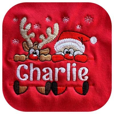 Sitting Santa Name Design - Choice of Toy