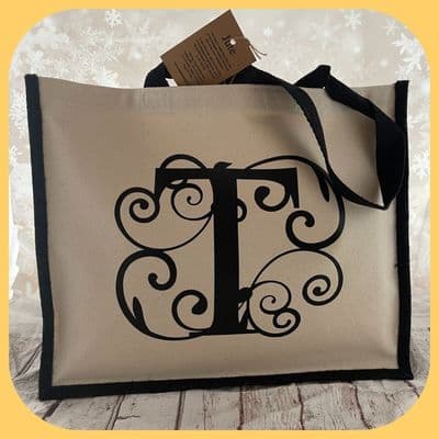 Swirly Initial Tote Bag