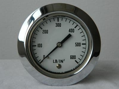 0-600 PSI LB/IN Rear Entry Pressure Gauge Part No:P.56932 [1R10D]