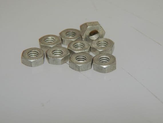 10 x 4BA Hex Nuts Plated Brass Thickness 3/32