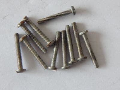 10 x 6BA Slotted Head Steel Screws, Fully Threaded Length 3/4