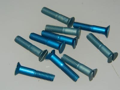 10 x 8-32 UNC Countersunk Screw Slotted Head Dyed Blue Length 7/8