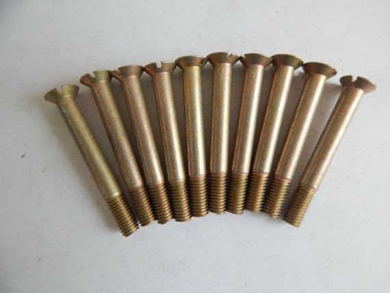 10 x CSK Slotted Head Steel Aircraft Bolts, 1/4" BSF, Grip 1.5", AS1242-15E [I8]