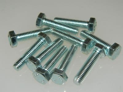 10 x M6 Bolts Hex Head Steel BZP Metric Fastener Length 2.5cm [P17]